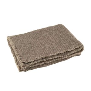 PLAID FRAYED EDGES COTTON/POLYESTER TAUPE