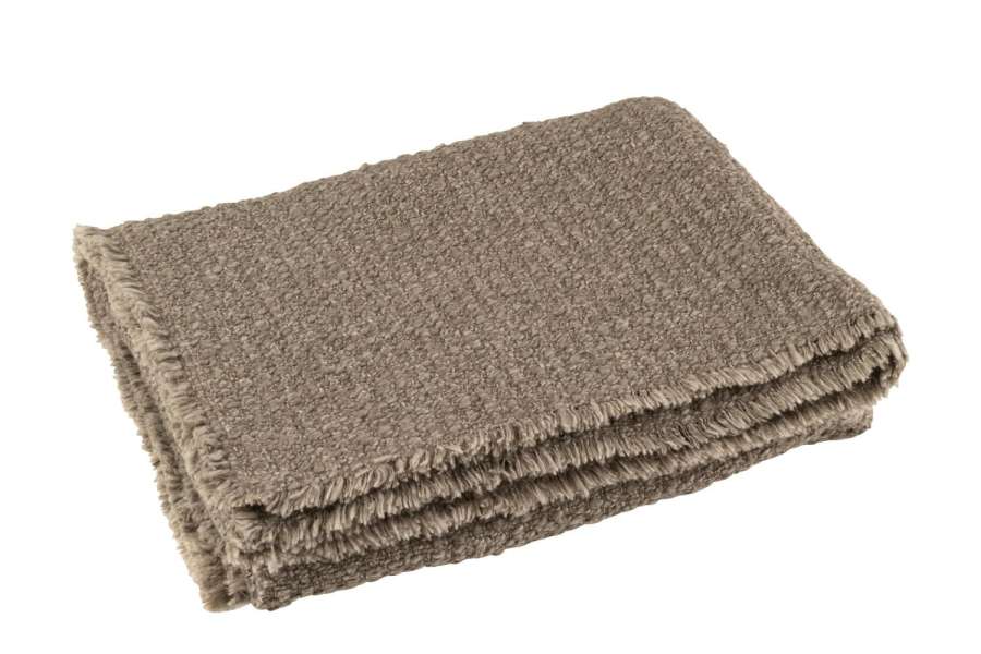 PLAID FRAYED EDGES COTTON/POLYESTER TAUPE