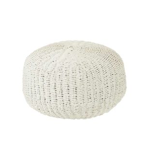 POUF ROUND WOVEN PLASTIC WHITE