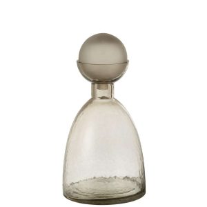 VASE BOTTLE+CAP YARA GLASS GREIGE MEDIUM
