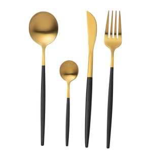 BOX CUTLERY A 24 PIECES STAINLESS STEEL MATT GOLD+ BLACK