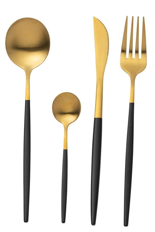 BOX CUTLERY A 24 PIECES STAINLESS STEEL MATT GOLD+ BLACK
