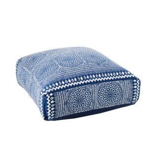 POUFFE MOSAIC COTTON BLUE/WHITE