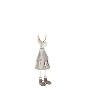 REINDEER CANDY CANE METAL GREIGE SMALL