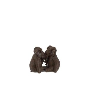 COUPLE ELEPHANT POLY DARK BROWN SMALL