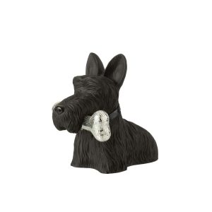 SCOTTISH TERRIER +BONE POLYRESIN BLACK