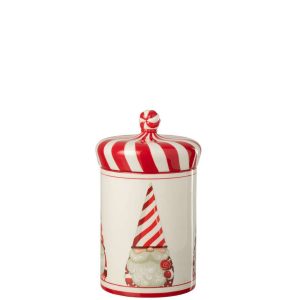 JAR DECORATIVE SANTA CLAUS DOLOMITE CHRISTMAS RED/WHITE