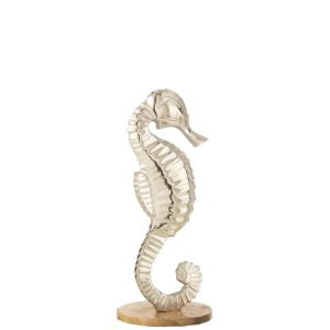 SEA HORSE ON BASE ALUMINIUM SILVER LARGE