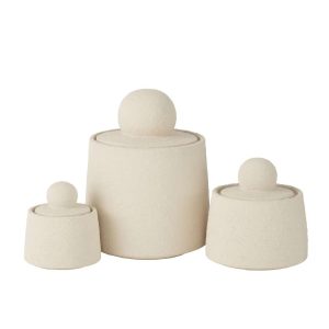 SET OF 3 JARS DECORATIVE  MARIS CEMENT CREAM