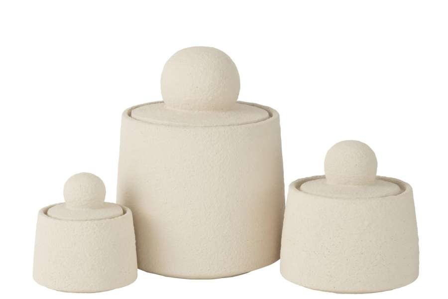 SET OF 3 JARS DECORATIVE  MARIS CEMENT CREAM