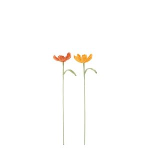 FLOWER CROCHET POLYESTER ORANGE ASSORTMENT OF 2