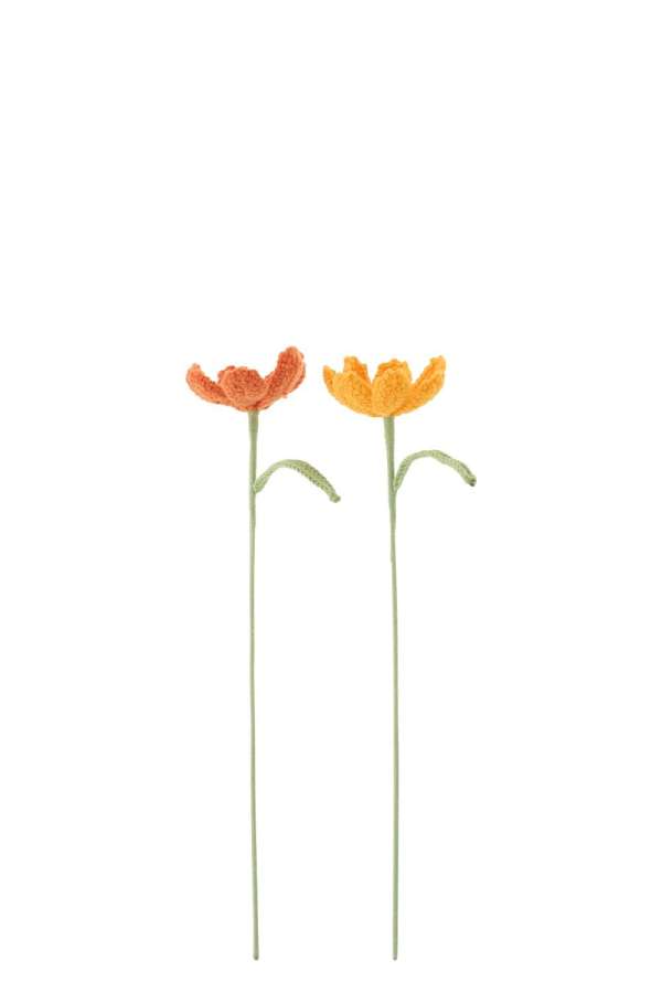 FLOWER CROCHET POLYESTER ORANGE ASSORTMENT OF 2