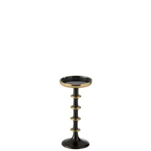 CANDLE HOLDER BALL METAL BLACK/GOLD SMALL