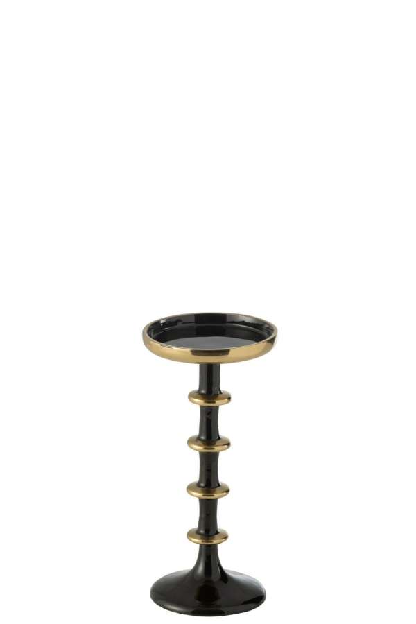 CANDLE HOLDER BALL METAL BLACK/GOLD SMALL