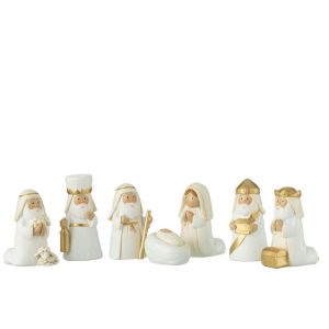 NATIVITY SCENE 7PARTS RESIN WHITE/GOLD