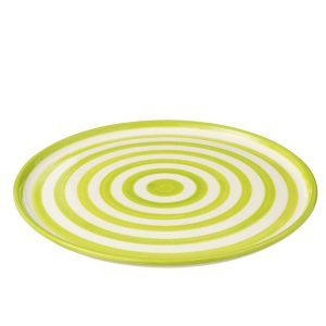 PLATE GRANADA STRIPES CERAMIC WHITE/GREEN