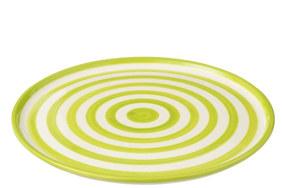 PLATE GRANADA STRIPES CERAMIC WHITE/GREEN