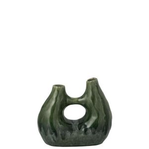 VASE JEANNE STONEWARE DARK GREEN MEDIUM