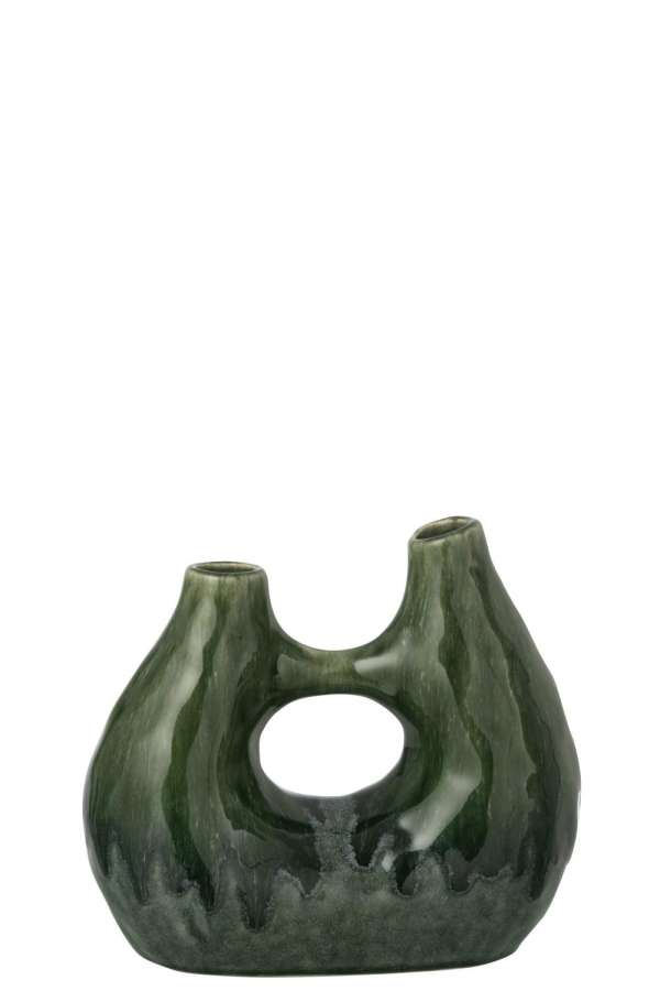 VASE JEANNE STONEWARE DARK GREEN MEDIUM