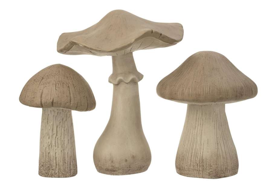 SET OF 3 MUSHROOM MATT MAGNESIUM GREY