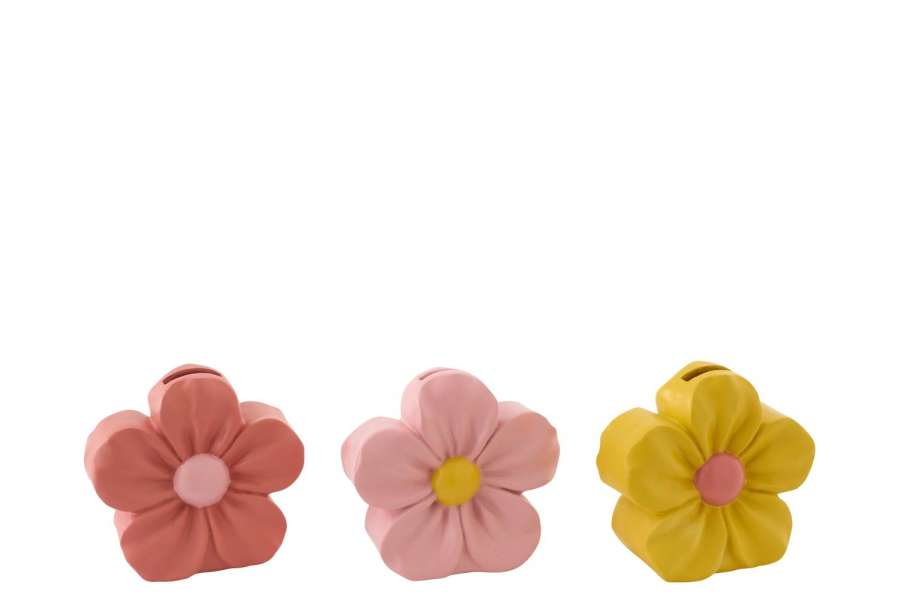 PIGGY BANK FLOWER POLYRESIN MULTI SMALL ASSORTMENT OF 3