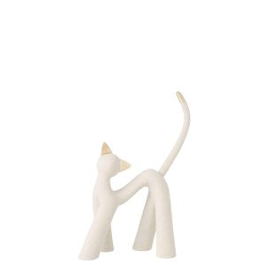 CAT MODERN RESIN LIGHT GREY/GOLD COLORED SMALL