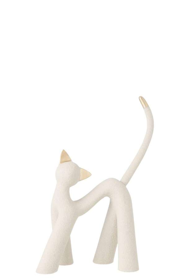 CAT MODERN RESIN LIGHT GREY/GOLD COLORED SMALL