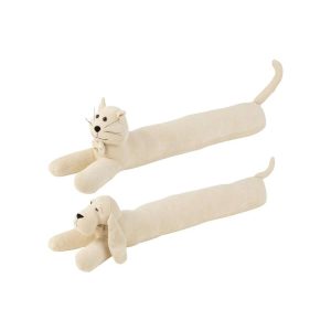 DRAUGHT EXCLUDER DOG/CAT BOUCLÉ ECRU ASSORTMENT OF 2