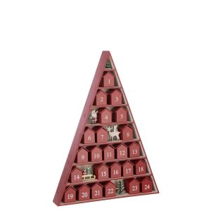 TREE + HOUSE ADVENT CALENDAR PLYWOOD CHRISTMAS RED