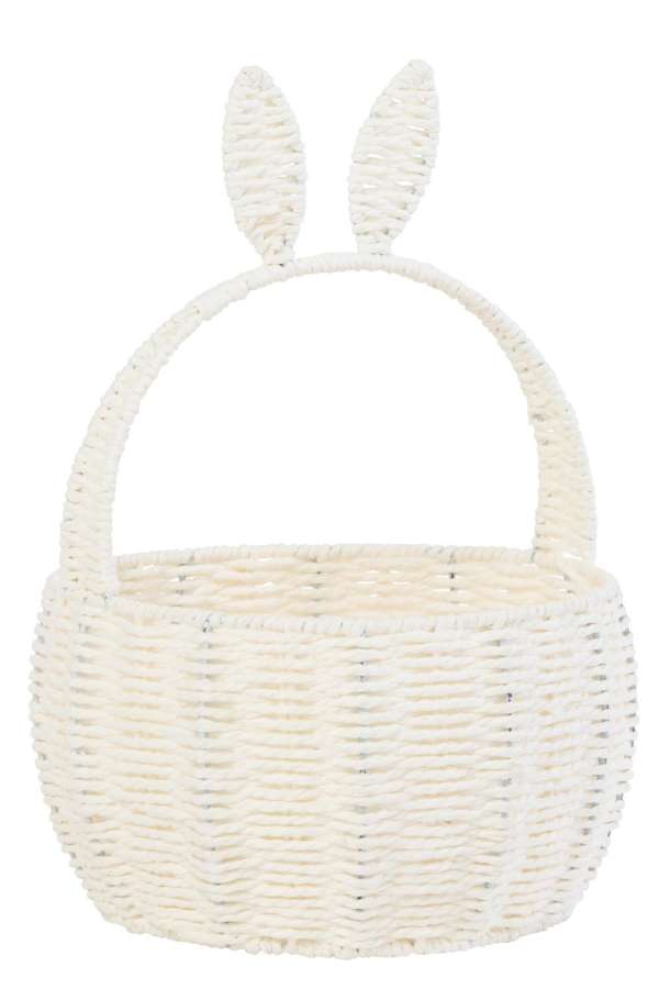 BASKET RABBIT IRON/PAPER WHITE