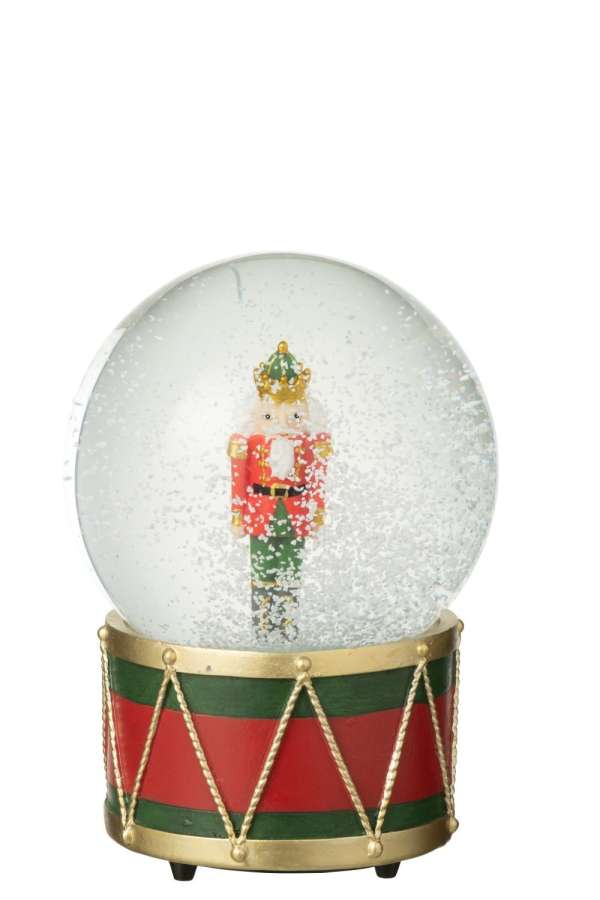 WATER GLOBE NUTCRACKER LIMEPOWDER CHRISTMAS RED/DARK GREEN