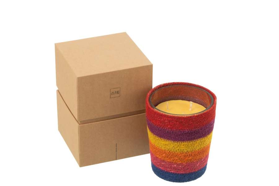 SCENTED CANDLE BASKET WAX RAINBOW MEDIUM-55HOURS