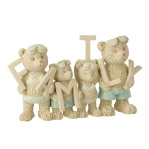 BEAR BEACH FAMILY POLYRESIN BEIGE/LIGHT BLUE