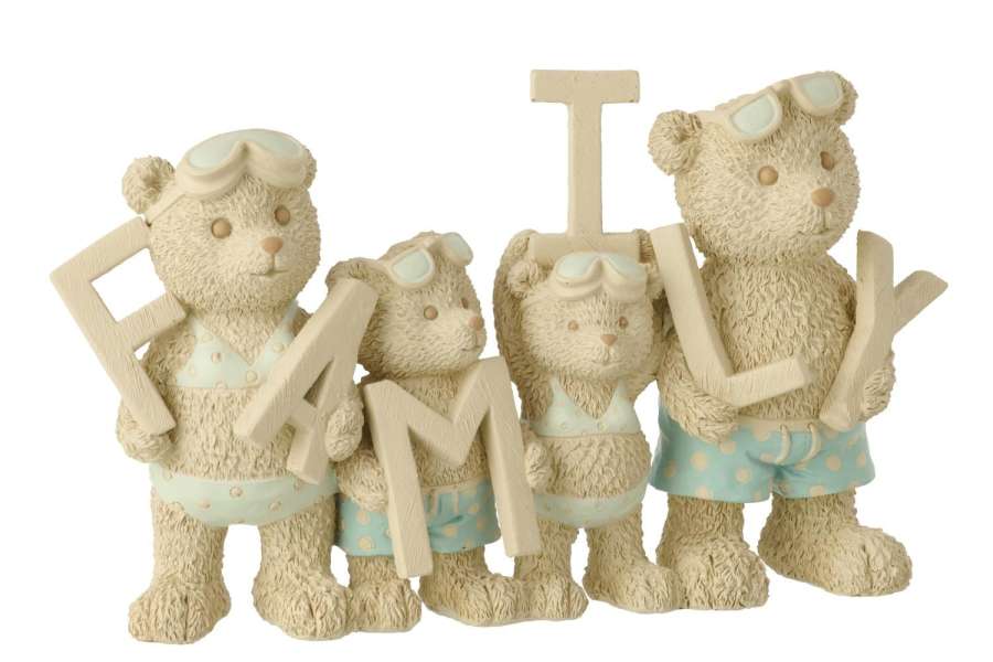 BEAR BEACH FAMILY POLYRESIN BEIGE/LIGHT BLUE