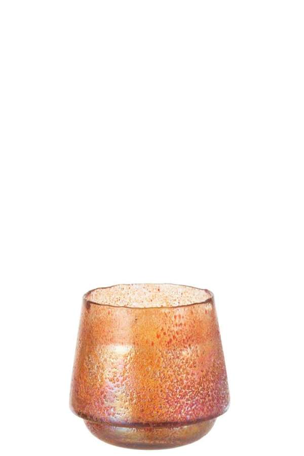 TEALIGHT HOLDER DOTS GLASS ORANGE LARGE