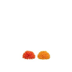 FLOWER HALF BALL DIA13CM ARTIFICIAL YELLOW/ORANGE ASSORTMENT OF 2