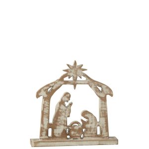 NATIVITY MANGO WOOD OFF WHITE/NATURAL LARGE