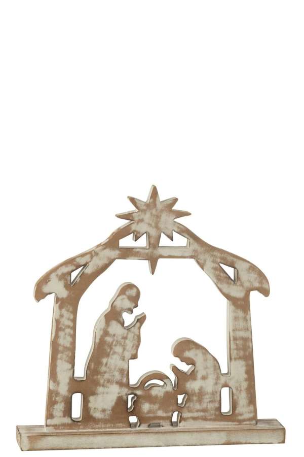 NATIVITY MANGO WOOD OFF WHITE/NATURAL LARGE