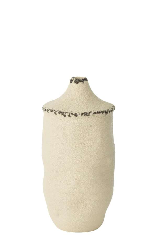 VASE BAY STONEWARE WHITE/BLACK SMALL