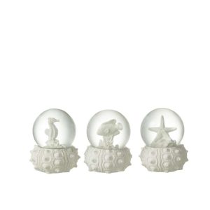 WATERGLOBE SEA POLYRESIN WHITE SMALL ASSORTMENT OF 3