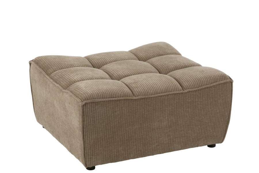 OTTOMAN GRID POPLAR WOOD/FOAM DARK TAUPE