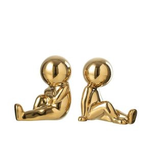 SET OF 2 BOOKEND MARCEL STONEWARE GOLD COLORED