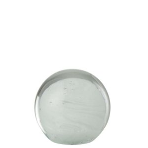 PAPERWEIGHT TWISTER ROUNDGLASS WHITE LARGE