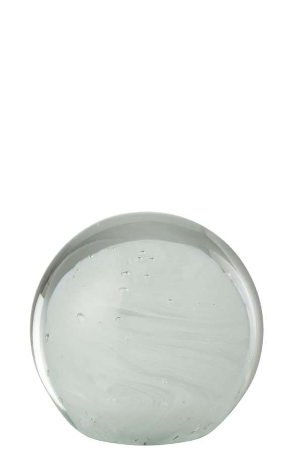 PAPERWEIGHT TWISTER ROUNDGLASS WHITE LARGE