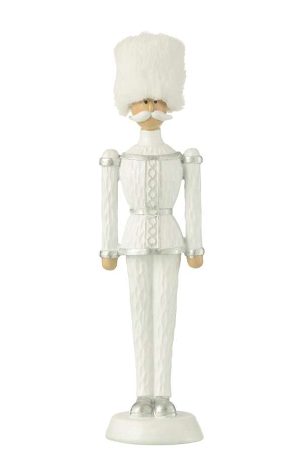 NUTCRACKER FUR HAT GLITTER RESIN WHITE LARGE