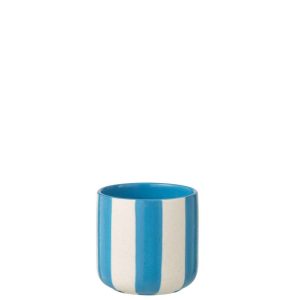 FLOWERPOT STRIPED CERAMIC BLUE/WHITE SMALL