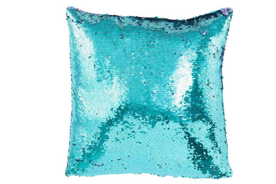 CUSHION REVERSIBLE SEQUIN BLUE/PURPLE