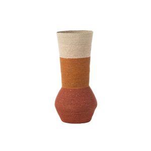 VASE STRIPES SEAGRASS NATURAL/RUST/TERRACOTTA
