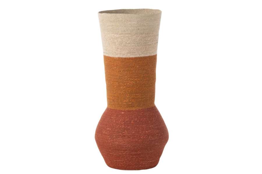 VASE STRIPES SEAGRASS NATURAL/RUST/TERRACOTTA