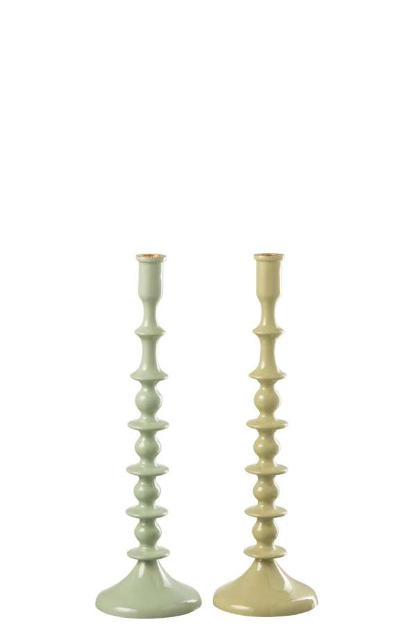 CANDLESTICK ALUMINIUM GREEN ASSORTMENT OF 2